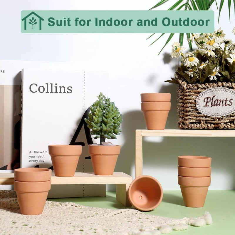 vensovo 48 Pcs 2" Tiny Terracotta & Terra Cotta Pots with Drainage - Small Mini Clay Ceramic Pottery Planter Ideal for Indoor/Outdoor Plants, Crafts, Wedding Favors - Image 3